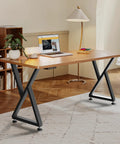 Interior with wooden table featuring Heavy Duty Metal Table Legs 28x17.7 Inch Industrial X Frame For DIY Dining Table Base