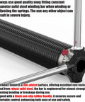 Garage Door Torsion Springs With Non Slip Winding Bars And Oil Free Coil For Smooth Operation in close-up with steel bars