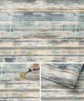 Blue Rustic Wood Peel And Stick Wallpaper for walls and furniture, self-adhesive vinyl plank, vintage wood grain decor.