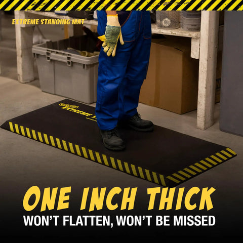 Anti Fatigue Standing Mat 18 By 36 Inches 1 Inch Thick With Safety Stripes For Workplace And Kitchen Use All Day Comfort Reduces Foot Leg And Back Fatigue Workhorse Anti Fatigue Mat For Standing