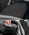 Linen Front Seat Covers Breathable Soft Cloth Car Seat Protector Universal Fit For Cars Vans SUVs Trucks 2 Pack Black Easy Install