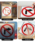 Large No Right Turn Sign 18 x 18 Inches High Visibility Reflective Aluminum Engineered Grade Safety Sign For Night Driving And Daytime Traffic In Streets Parking Lots And Work Zones, waterproof reflective finish