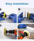 Step-by-step installation of Five Piece 3 Inch Wool Buffing Pad Set for Drill With Hook and Loop Backing M10 Adapter