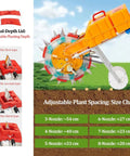 Eight Outlet Hand Push Seed Drill And Fertilizer Spreader For Precise Planting Depth And Spacing In Your Garden, adjustable settings chart