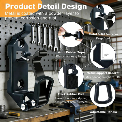 Heavy Duty Metal Shovel Mount For Roof Rack And Truck Bed, Axe Shovel Holder, with Rubber Clamp and Metal Fastener Details