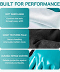 Close-up of Grind Ready Reusable Nitrile Chemical Work Gloves With Soft Nylon Lining And Black Sandy Non Slip Grip, showcasing comfort and durability.