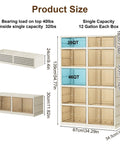 Extra Large White Plastic Collapsible Storage Bins With Tight Lids Five Tier Modular Drawer Cabinet dimensions and capacity layout.