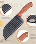 Patelai 2-piece crinkle cutter set with wooden handles and stainless steel wavy blades; front view