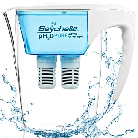 Alkaline Water Filter Pitcher Replacement For 32 Oz pH2O Boosts Water Alkalinity To 9.5 pH With Proven Tech Single Filter Easy Install White