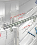 Kickass Heavy Duty Sleek Stainless Steel Kitchen Cabinet Handles And Drawer Pulls 7 Inch Long with screws and dimensions displayed.