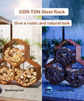 Hexagon Firewood Log Rack Built Tough With Honeycomb Design, cor-ten steel, pre-rust finish, outdoor wood storage in rain and sun