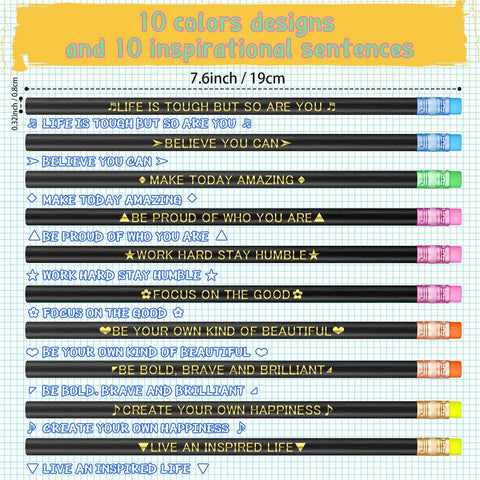 Colorful 40 Pieces Motivational Color Changing Mood Pencils With Erasers For Back To School Kids Students Classroom Gifts Bible Verse Messages And Positive Sayings Thermochromic Pencils with inspirational phrases