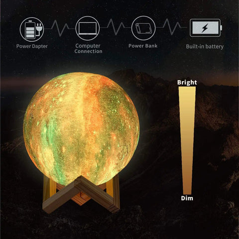 Moon Lamp Galaxy Night Light 3D Printed LED Moon Light With Stand 16 Color Options Remote And Touch Control USB Rechargeable
