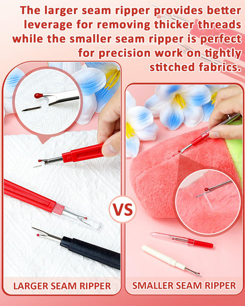 Seam Ripper Set For Sewing With Four Piece Dual Style Kit Two Large And Two Small Stitch Removers Thread Snips Included