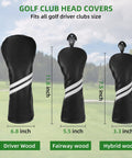 4 Piece Golf Head Cover Set For Drivers Fairway Woods And Hybrids With Interchangeable Tags Waterproof Black Protection