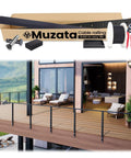 Top Shelf Stainless Steel Cable Railing Kit For Decks Side Mount Post Set, accessories in box, modern patio view