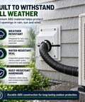 Knockout HVAC Wall Penetration Cover Kit That Slays Ugly AC Line Sets With Slick Split System Wall Sleeve Insulation Protector For Seamless Indoor Outdoor Air Conditioner Pipe Wrap And Ugly Foam Concealment In White, showing water-resistant seal and durable ABS material.