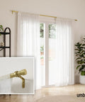 Cappa Curtain Rod With Two Matching Finials, Adjustable 66 To 120 Inches, Gold Finish, installed over patio doors with brackets