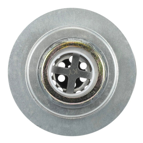 Flat Top Shower Drain Strainer For Mobile Homes And RVs Chrome Finish 4 And A Half Inch Outer Flange Durable Metal Construction Keeps Bathroom Drains Flowing And Debris Free