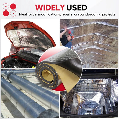 Heavy Duty 590 Mil Sound Deadening Foam Roll 125 X 40 Inches Closed Cell Noise Barrier Ditches Road Rattle used for car hood insulation.