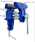 Handy 3 Inch Woodworking Vise Clamp For Home Shop Portable Table Vise With Easy Clamp On Steel Slide Rail Multi Jaw Function Built In Pipe Jaws Blue Finish
