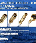 Upgraded 2026 Hydraulic Steering Bleed Kit For Boats, 21.6 Inch System, brass swivel fittings close-up, clear tube