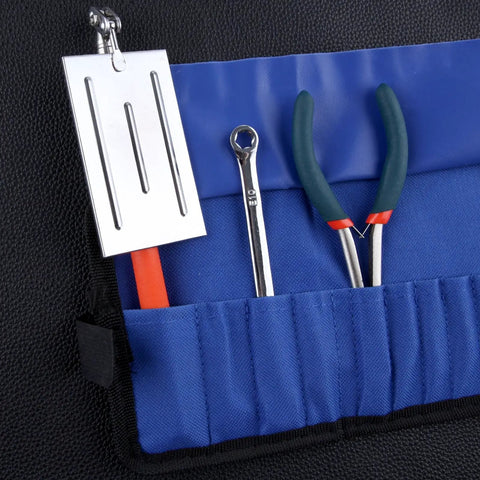 Telescoping Auto Inspection Mirror With 360 Degree Swivel Head Rectangular Mechanic Mirror Extendable Up To 19.5 Inches in tool pouch