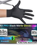 Heavy-Duty Disposable Nitrile Gloves For Food-Grade Kitchen And Cooking Use Chemical-Resistant Powder-Free Latex-Free Ambidextrous Large Black 100 Count 6.5 Mil Ideal For Home Chefs And Pros In Food Handling And Lab Environments, glove detailed view