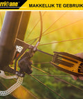 Hand using Foldable 25 Piece Hex Key Set With SAE Metric Torx 270 Degree Swivel For DIY on bike brake adjustment