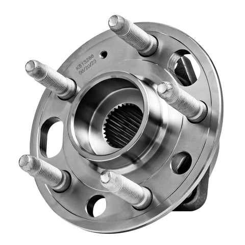 Pair Front Or Rear Wheel Bearing Hub Assembly Direct Replacement Fits Chevy Impala 2014 To 2017 Malibu 2013 To 2015 Cadillac CTS XTS 2013 To 2017 Buick Lacrosse Regal 2011 To 2017 GMC Terrain 2010 To 2017 5 Lugs, close-up view of hub with 5 studs, metal construction