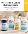 SFI Health professional grade nutraceuticals including Ther-Biotic Complete and Magnesium Glycinate Complex on a counter.