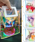 Holographic Gift Bags With Handles And Tissue Paper Sheets Included, iridescent reusable purple gift bag, 8x7x4 inches, displayed with gifts