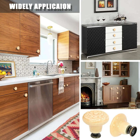 Real Deal Light Yellow Ceramic Kitchen Cabinet Knobs And Drawer Pull Handles Comes With Solid Hardware Set For No Sweat DIY Installation Top Tier Finish in various applications.