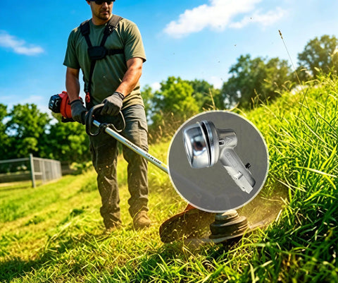 Heavy Duty Gearbox Assembly Replacement Kit For Weed Eater Trimmers with metal head in use on grass field