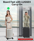 Two women with Travel Ready 20 Inch Carry On Luggage 22x14x9 Expandable Hard Shell Suitcase With Spinner Wheels Airline Approved
