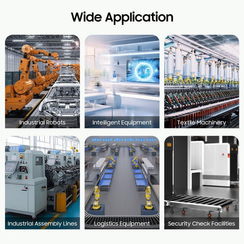 Collage of industrial applications for Beefy 250W 110V 60Hz Single Phase Gear Motor With Variable Speed Control 5K Gear Reduction.