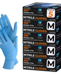 500 Count Hardcore Nitrile Vinyl Disposable Gloves Featuring A Reliable Textured Grip And Puncture Resistant Build For Effortless Kitchen Prep Auto Detailing And Serious Home Cleanup Grind with blue gloves in a box.