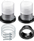Front view of Saillong 4in dust-collector starter kit: two clear hoses, metal clamps, and a black mounting flange.