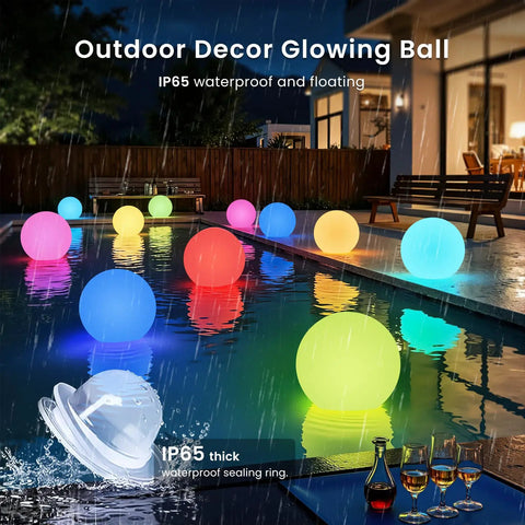 12 Inch LED Dimmable Light Ball That Floats For Pool And Home Use With Remote 16 Color RGB Waterproof Night Light during rain