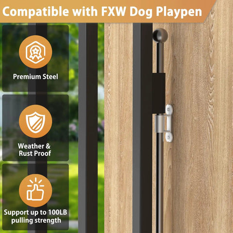 Top Shelf White Fence To Wall Anchor Kit For Tight Dog Playpen Sets Compatible With FXW Enclosures featuring premium steel lock mount.