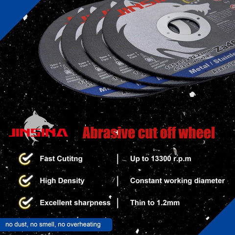 Cut Off Wheel Set For 4 1/2 Inch Angle Grinders, 12 Piece Ultra Thin 0.045 Inch Discs For Metal And Stainless Steel, 7/8 Inch Arbor, High Speed Up To 13300 RPM, Burr Free Fast Cutting, Heavy Duty Pro Grade