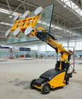 Heavy Duty Electric Glass Vacuum Lifter With Remote Control For Zero Sweat Lifting Badass Suction Power And Effortless One Guy Glass Handling Robot For Tough Curtain Wall Jobs lifting large glass sheet in construction site.