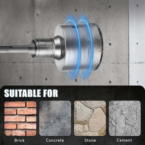 Zeliceka concrete hole saw kit with SDS-Plus/Max shank, sizes 30–110 mm, for brick, concrete, stone and cement walls.