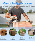 Man using 18 Gauge 2 In 1 Pneumatic Nail Gun And Narrow Crown Staple Gun for outdoor woodworking project
