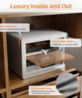 Must Have White Biometric Safe With Fingerprint Lock And Touchscreen Keypad open on shelf showing removable shelf and velvet lining