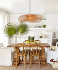Farmhouse Bamboo Woven Pendant Light Fixture Handwoven Natural Bamboo Twisted Lampshade Boho Beachy Vibe for Kitchen