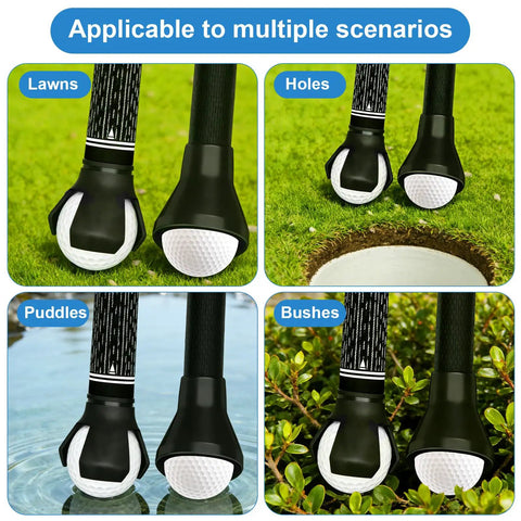 4 Piece Golf Ball Retriever Set With 2 Prong Grabbers And 2 Suction Cup Pickups For Putter End No Bending Quick Install Durable Golf Accessories For Seniors And Golf Lovers