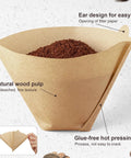Real Deal Unbleached Number Four Cone Coffee Filters Pack Of One Hundred For Eight To Twelve Cup Drip Makers And Ninja Machines with ear design.