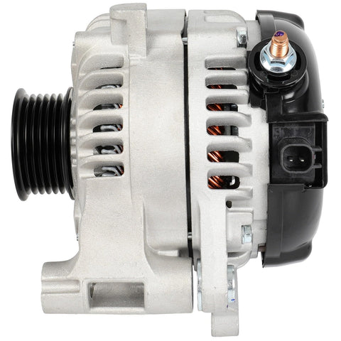 Side view of High Output 160 Amp Alternator Replacement For Jeep Wrangler 3.6L 2012 2018 JK with 12 Volt CCW Rotation Six Groove Pulley