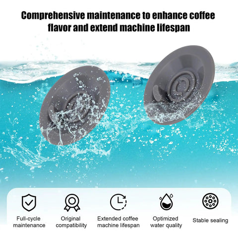 Espresso Machine Cleaning And Maintenance Kit With 2 Silicone Backflush Discs 4 Water Filters 12 Cleaning Tablets And A Silicone Sealing Ring For Daily Care Of Ninja Luxe Espresso Machines, two gray silicone discs